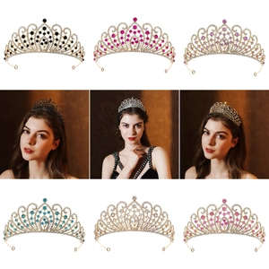 Baroque Vintage Bridal Crown Luxury Rhinestone Tiara Alloy Wedding Hair Accessories For Women Party Pageant Headwear