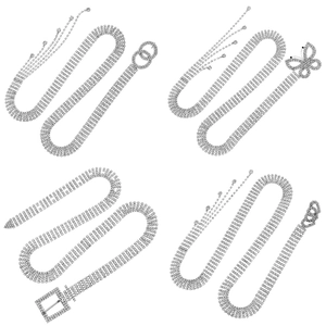 Lussuosa Catenina da Vita con Strass per Donna Argento Metallo Nappa Cuore Farfalla Fibbia Cintura per Matrimonio Festa Accessorio Moda