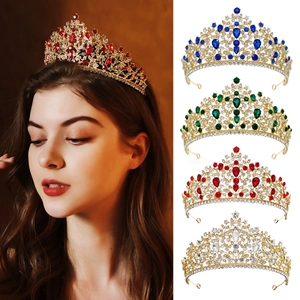 Luxueuse Couronne de Mariée Baroque en Alliage avec Strass en Forme de Goutte Or Argent Diadème pour Mariage Anniversaire Fête Femme Bijoux