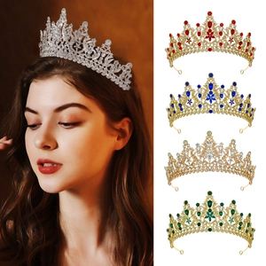 Couronne de Mariée Vintage de Luxe en Alliage de Strass pour Femmes Mariage Anniversaire Fête Florale Or Argent Bandeau