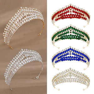 Couronne de Mariée Luxueuse en Alliage Strass Cristal Tiara Design Floral de Gouttelette Mariage Anniversaire Banquet Femmes