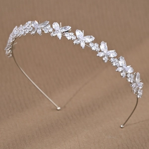 Elegant silver headband with crystal butterflies and flowers for formal events