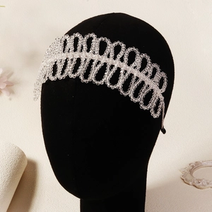 Exquisite crystal beaded headband with intricate woven design for bridal hair accessory
