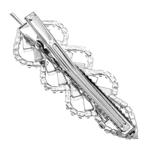 Elegant leaf rhinestone hair clip for women with sparkling silver finish and metal grip