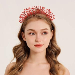 Luxury Handmade Crystal Beaded Bridal Headband Tree Leaf Branch Wedding Party Hair Accessories For Women Silver Gold