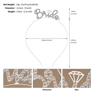 Vue détaillée du serre-tête Bride argenté avec poids de 19g et diamètre de 12,5cm