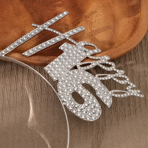 Serre-tête Happy 16 en métal argenté avec strass brillants pour fête d'anniversaire
