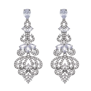 Luxury bridal chandelier earrings with sparkling cubic zirconia for wedding party