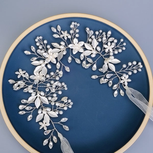 Ceinture de Mariée de Luxe en Strass Künstliche Perle et Fleur Faite à la Main en Alliage Feuille pour Robe de Mariée Bijoux Femme
