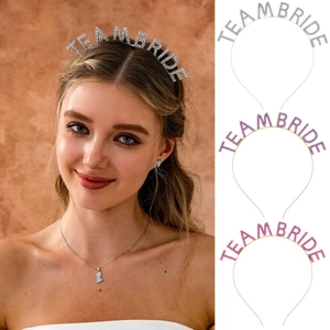 Rhinestone Letter Headband For Bride Team Bride Bridesmaid Happy Birthday Party Alloy Tiara Bridal Wedding Hair Accessories