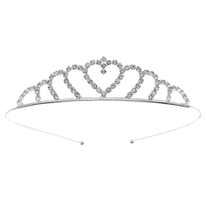 Elegant silver heart crown headband with sparkling rhinestones for girls and birthday