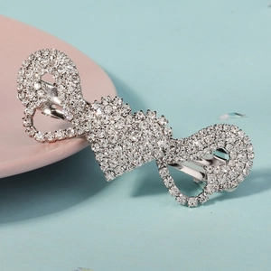 Barrette à cheveux cœur en strass argentés pour femmes, accessoire de fête et de bal