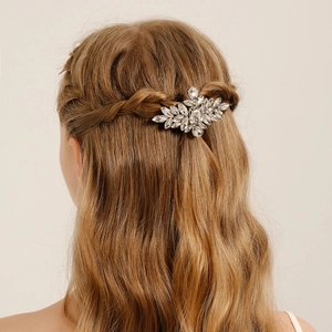 Luxury Silver Alloy Clear Rhinestone Spring Hair Clip Elegant Marquise Crystal Flower Hairpin Bridal Wedding Accessories For Women