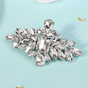 Sparkling crystal spring hair clip with radiant marquise and rectangle cut rhinestones