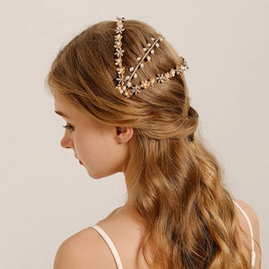 Vintage Gold 3-Layer Flower Hairband With Artificial Pearl Rhinestone Handmade Bridal Wedding Headband Forest Style Hair Accessories