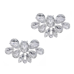 Detail of luxury crystal shoe clips with pear and oval cut stones for bridal wedding shoes