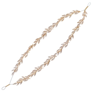 Golden double-layer leaf headband with metallic texture for elegant bridal hair styling