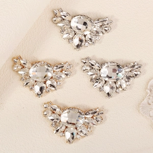 Clips de chaussures élégants avec cristaux ovales et finition or argent pour talons de mariée