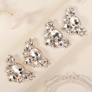 Clips de chaussures papillon en strass élégants pour mariée avec base en métal doré brillant