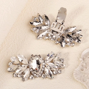 Elegant crystal shoe clips with teardrop rhinestones for wedding and evening footwear