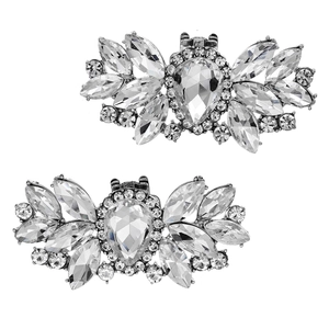 Pair of luxury sparkling crystal shoe clips with teardrop stones for wedding bridal heels