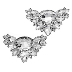 Paire de clips de chaussures en cristal argenté pour chaussures de mariée et talons