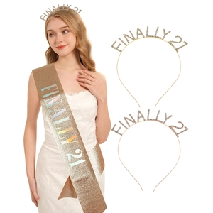 Ensemble diadème Finally 21 et écharpe scintillante pour décoration de fête