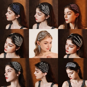 Diadème de Mariée en Alliage Strass de Luxe Couronne Élégant Serre-tête Branche pour Mariage Fête Femme Accessoires Cheveux