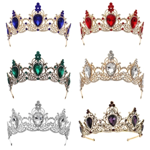 Vintage Baroque crystal crowns set with various gemstones for weddings and parties
