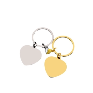 Polished stainless steel magnetic heart keychain set in silver and gold colors