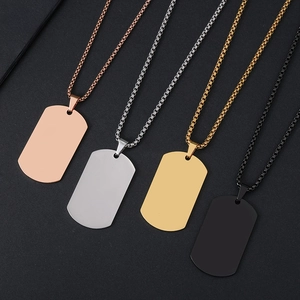 Minimalist stainless steel military tag necklaces in silver, gold, rose gold and black