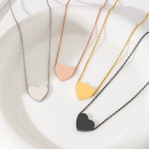 Minimalistische Edelstahl Herz Anhänger Halskette Für Damen Elegant Spiegel Poliert Gold Silber Roségold Schwarz Modeschmuck Geschenk