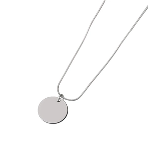 Minimalistische silberne Edelstahl-Schlangenkette mit rundem Blanko-Anhänger für den Alltag