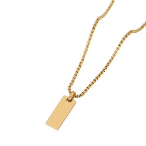 Collana in acciaio inossidabile dorato con pendente rettangolare lucido da incidere