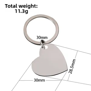 Polished silver heart pendant keychain with 30mm ring for anniversary gifts