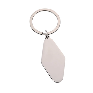 Llavero de acero inoxidable pulido en forma de rombo para grabado láser personalizado