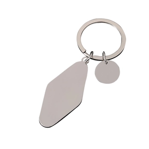 Polished stainless steel keychain blank with diamond and round tags for custom engraving