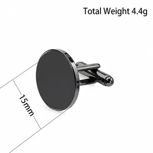 Klassische 15mm Gunmetal runde Manschettenknöpfe mit T-förmigem Drehverschluss