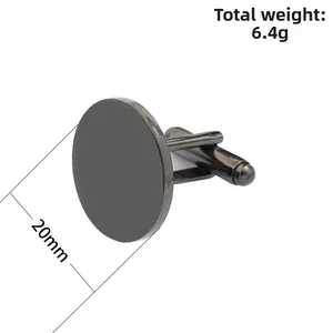 Gemelos redondos de acero inoxidable de 20mm en color gris metalizado para hombre