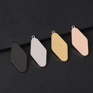 Rhombus stainless steel pendants in black, silver, gold, and rose gold for custom keychains