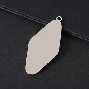 Polished silver stainless steel rhombus pendant with a hanging hole for DIY customization