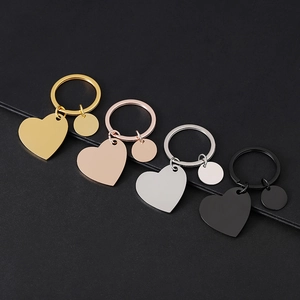 Minimalistischer Edelstahl Herz Und Runder Anhänger Schlüsselanhänger Für Damen Herren DIY Blanko Lasergravur Metall Schlüsselring Mode Schmuck Geschenk
