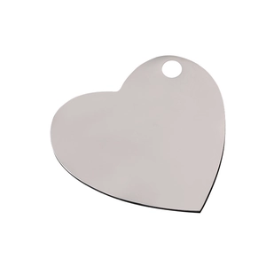 Polished heart-shaped stainless steel keychain tag with mirror finish for DIY engraving