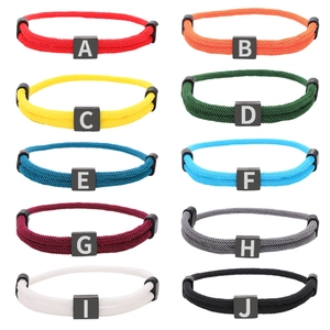 Adjustable Braided Rope Bracelet Stainless Steel Square Letter A-Z Charm For Men Women Unisex Casual Fashion Jewelry Gift
