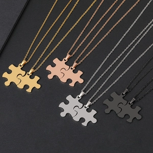 Halsketten Mit Puzzleteil-Anhänger Aus Edelstahl Für Paare Freunde Poliert Geometrisches Ineinandergreifendes Schmuck Geschenk