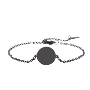 Minimalistische donkergrijze roestvrijstalen kettingarmband met ronde hanger