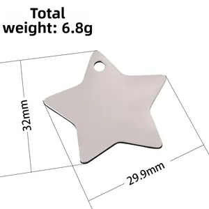 Gepolijste roestvrijstalen ster hanger van 32mm bij 29,9mm voor het maken van sieraden