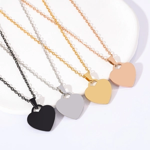 Minimalistische Roestvrijstalen Hart Hanger Halsketting Voor Vrouwen Elegante Blanco Metalen Plaat Choker Mode Sieraden Cadeau
