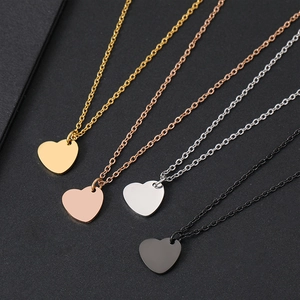 Minimalist Stainless Steel Heart Pendant Necklace For Women Polished Geometric Cross Chain Jewelry Gold Silver Rose Gold Black