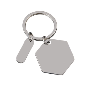 Polished stainless steel hexagon and oval keychain tags for custom laser engraving